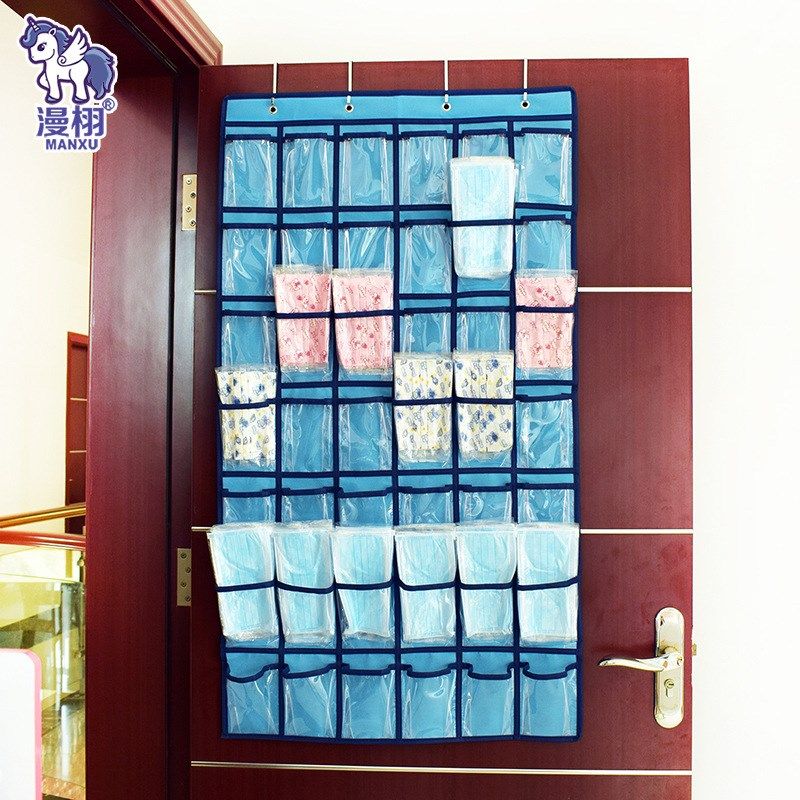 漫栩新款42格透明口袋手机收纳挂袋卡片整理壁挂S袋寝室杂物置物
