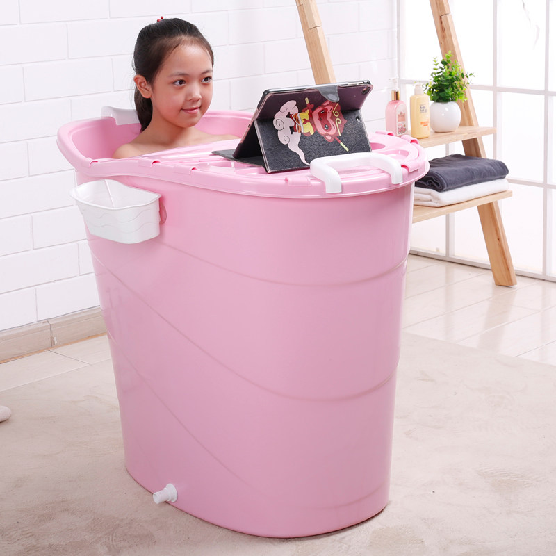 婴儿游泳桶儿童洗澡桶小学生浴桶塑料H浴盆宝宝沐浴桶高位泡澡可