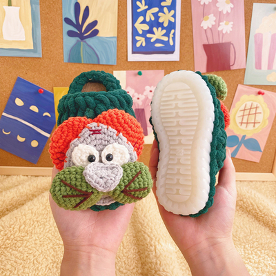 儿童可爱小老鼠棉拖鞋diy编织材料包牛奶棉手工制作钩织毛线手作