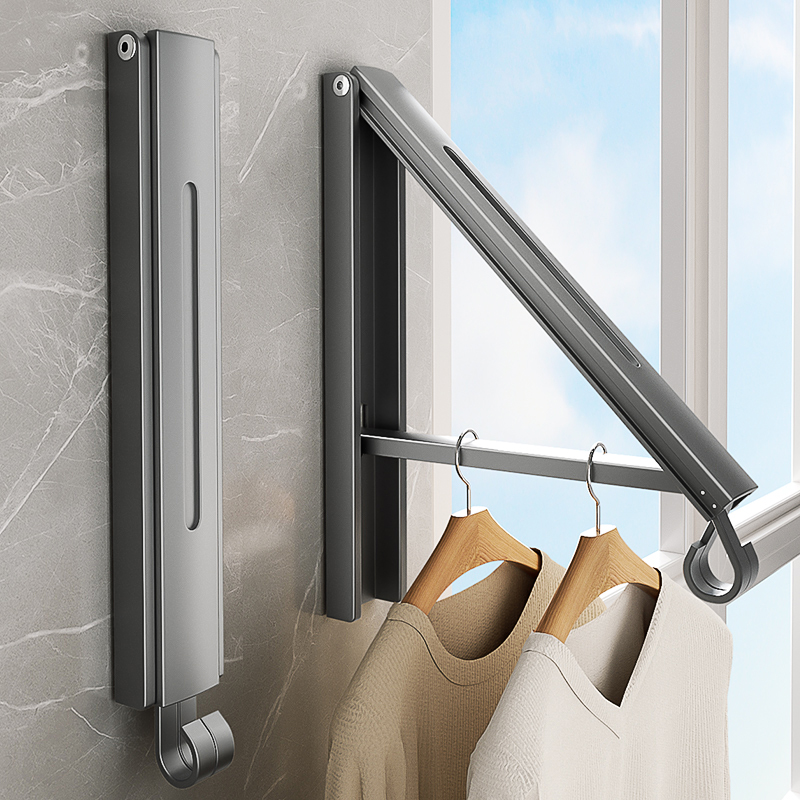 隐形晾衣架免打孔伸缩晾衣杆折叠壁挂式阳台晾衣架室内晾晒被神器