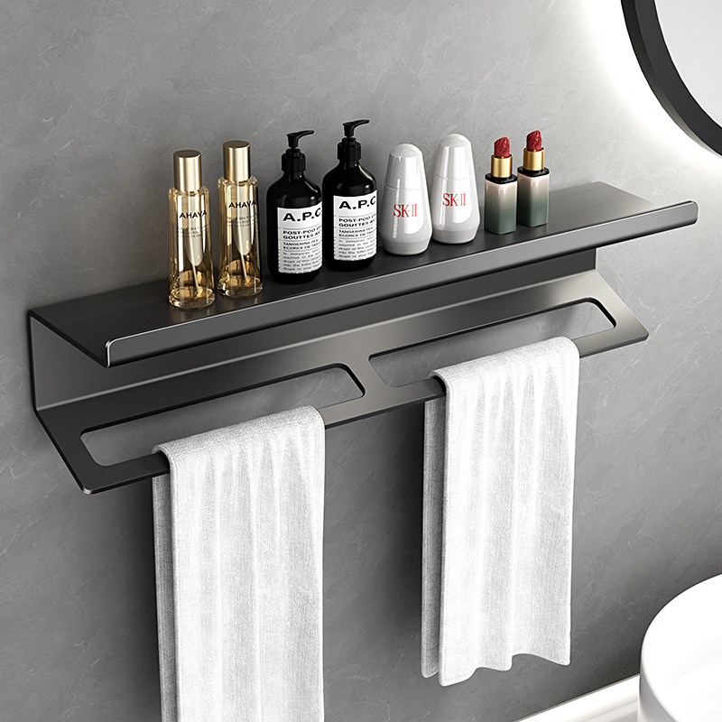 卫生间不锈钢置物架毛巾一体厕所浴E室墙上免打孔洗漱台收纳架子