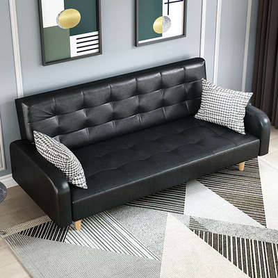 商务办公室沙发床小户型三人沙发艺皮沙发两用会客租房接待位皮革