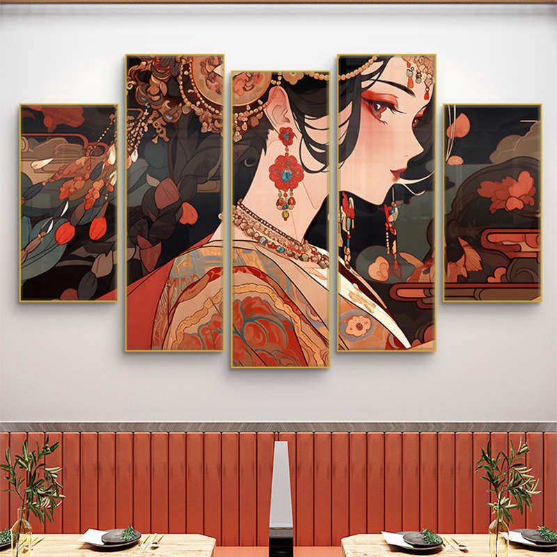 装饰画国脸谱墙面墙壁饭店画京剧包厢挂画包间花旦风火锅店潮背景
