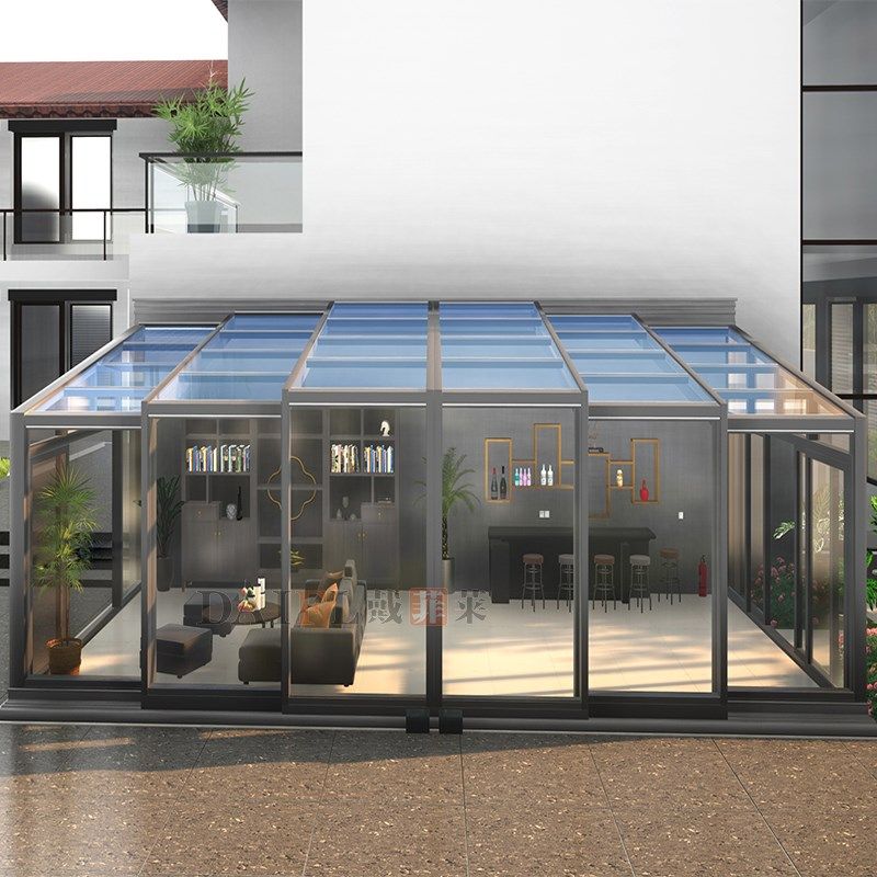 庭院可折叠移动阳光房户外泳池防违建伸缩智能电动天井封阳台定制