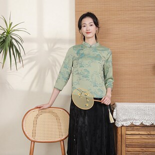 布符2024年春季新款旗袍上衣中式女装中国风小立领绣花古典唐装