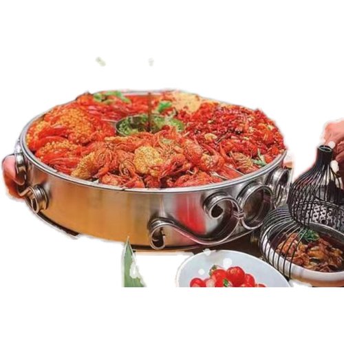 海鲜大咖盘龙虾盘不锈钢海鲜锅餐厅饭店创意拼盘圆形家用加热盘子