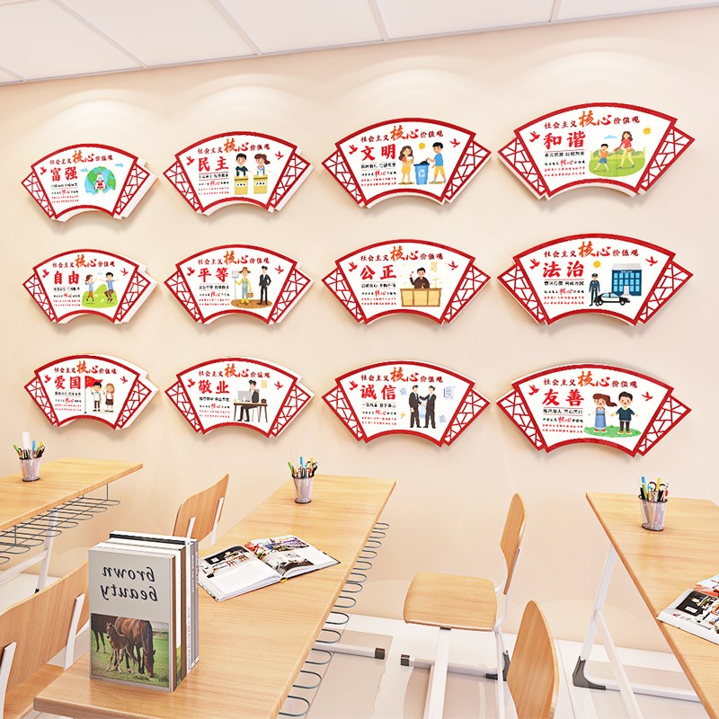 支部社区学校楼梯党建活动室挂画社会主义核心价值观文化墙贴装饰