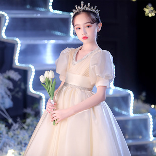 女大童公主裙婚纱高端礼服2023花童走秀高级钢琴演奏服气质艺考夏