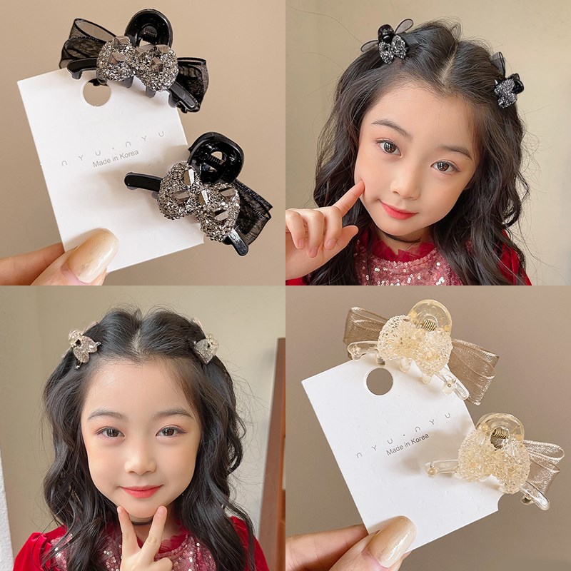 网红2023年新款双面蝴蝶结小抓夹儿童公主头发夹前额刘海碎发发卡