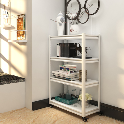 白色四层带轮落地金属置物架可移动微波炉烤箱电器收纳架整理架