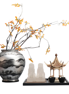 新中式禅意木质凉亭茶室书房摆件客厅玄关餐桌组合软装配饰装饰品