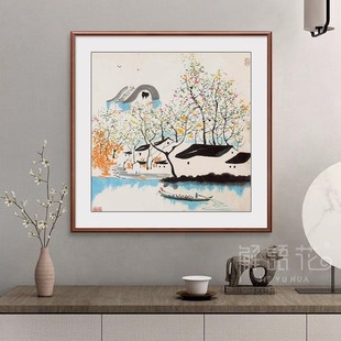 新中式吴冠中装饰画客厅茶室挂画简约沙发背景墙画卧室酒店民宿