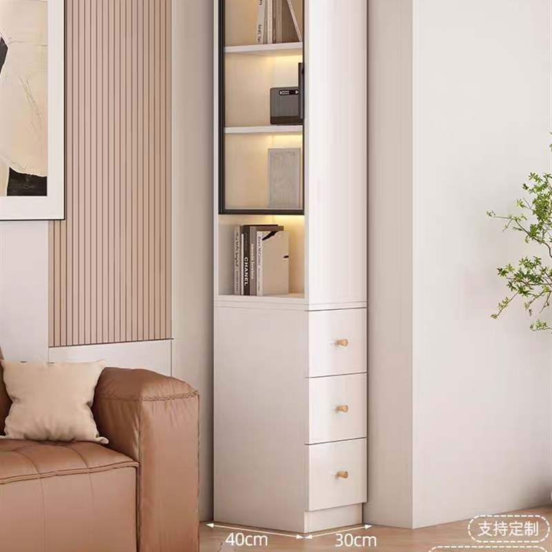夹缝转角沙发桌边书柜缝隙收纳柜实木儿童书架侧抽拉窄柜置物架
