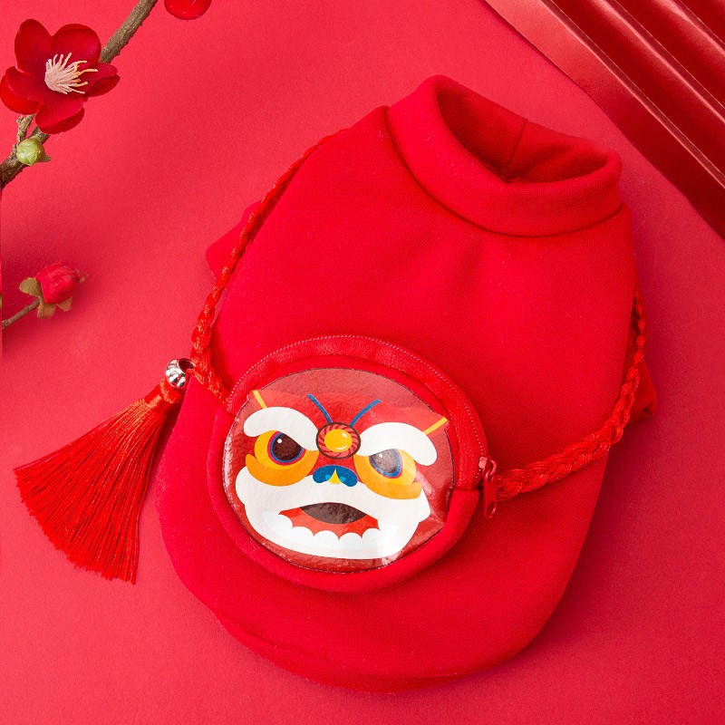 2023新款过年喜庆衣服小狗狗新年猫咪法斗春秋款宠物泰迪比熊博美