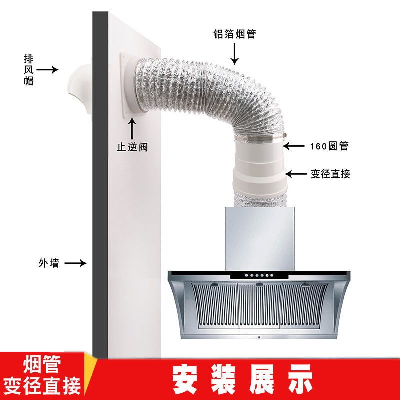 180pvc管180排烟管件家用 商用厨房抽烟 排气排风烟机预埋国标PVC