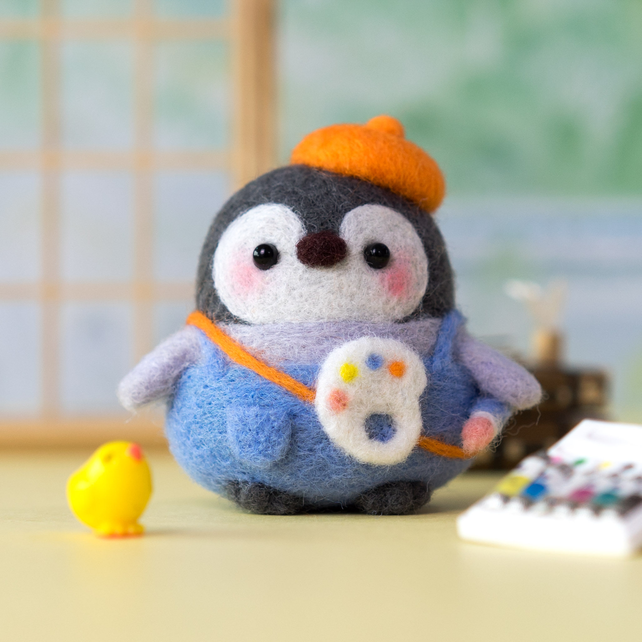 羊毛毡成品定制情侣闺蜜送生日礼物戳戳乐手工玩偶挂件画家企鹅