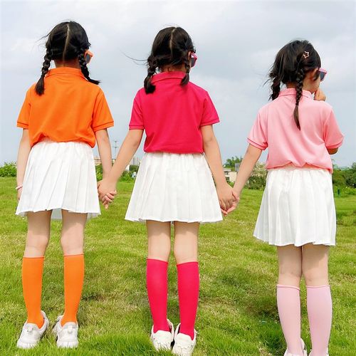 夏季儿童短袖polo衫小学生校服中大男童白色翻领T恤女童毕业班服