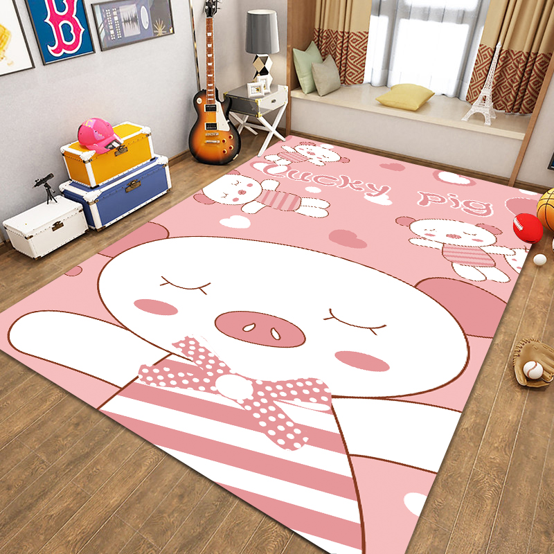 卡通小猪地毯卧室床边毯儿童可爱公主客厅茶几沙发地垫长方形绒面