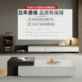 意式 实木可伸缩地柜电视柜收纳柜一体带灯光氛围高级感落地储物柜