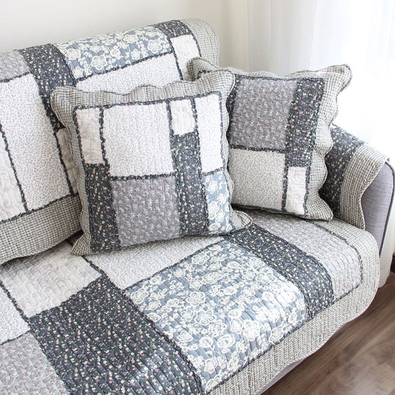 森雨 拼布纯棉四季防滑手工美式田园简约北欧可机洗沙发垫防尘巾