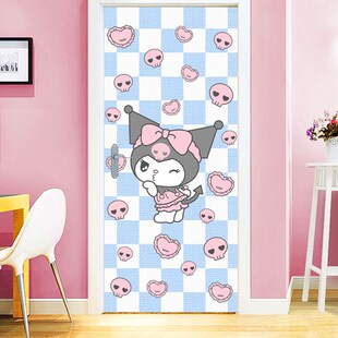 房间门贴纸木门翻新自粘酷乐米卡通动漫宿舍入户旧门改造整张遮
