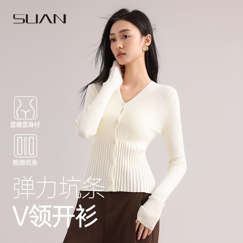 早春v领开衫女气质设计感针织内搭修身显瘦毛衣打底衫高级感上衣