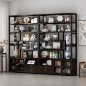 博古架家用置物架非实木展示柜茶室茶叶摆放架子中式 多宝阁储物柜