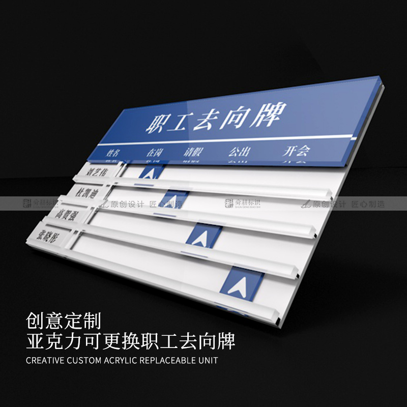 亚克力人员去向科室牌定制可更换公司门牌办公室门牌部门牌提示牌