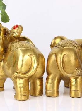 朴器 加重加大中号财富象摆件 镶钻款 铜大象摆件 一对 工艺品