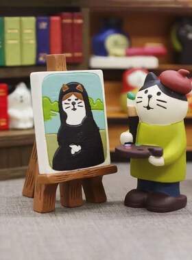 画家摆件小众猫咪可爱桌面画家猫 呆萌治愈系潮玩送同学朋友礼品