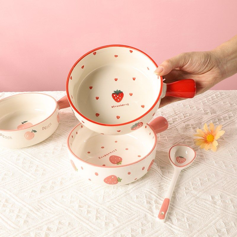 创意学生陶瓷手柄烤碗烤箱专用网红可爱家用烘焙焗饭水果碗泡面碗,餐饮具,碗,淘宝优惠券,粉丝福利购,淘宝优惠卷