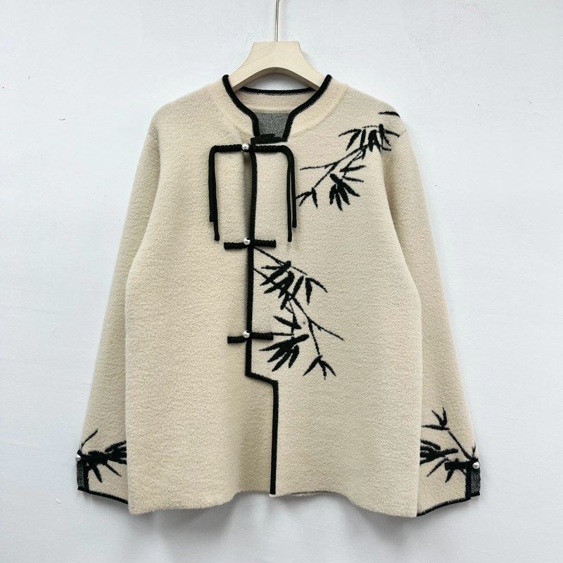 妈妈秋装国风短款针织呢子外套新中式上衣中老年女春秋冬毛衣开衫,女装/女士精品,中老年女装,淘宝优惠券,粉丝福利购,淘宝优惠卷