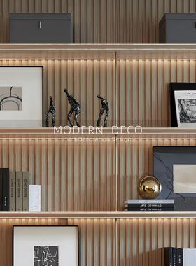 样板间客厅装饰柜书架置物架装饰画收纳盒书档组合摆件售楼处软装