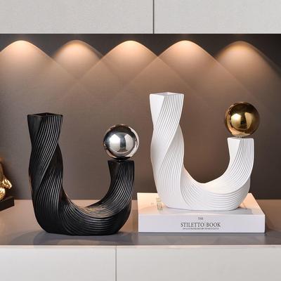 现代无障碍豪华高端酒柜装饰花瓶树脂装饰品客厅电视书柜个性化抽