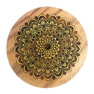 曼陀罗花纹木雕花板 实木杯垫壁挂装饰木板画 木垫子底座木垫板子