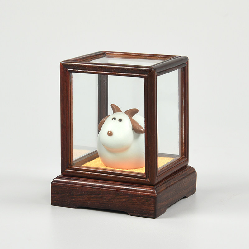 大红酸枝雕刻工艺品摆件玻璃罩古玩核桃透明防尘迷你手掌玻璃罩子