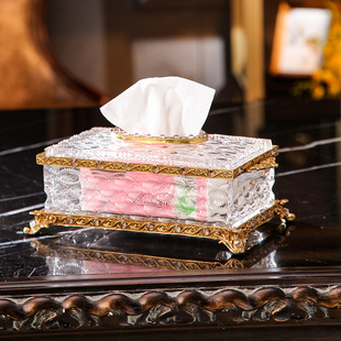 水晶配铜花插装饰摆件家居软装玻璃花瓶轻奢豪宅饰品客厅玄关摆件