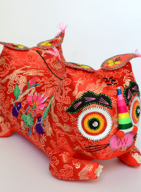 虎头枕头婴儿纯手工压惊老虎枕 新生婴儿宝宝满月小老虎 布艺老虎