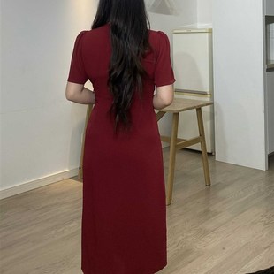 大码女装连衣裙女胖MM夏装孕妇遮肚子巨显瘦妈妈礼服气质红色长裙