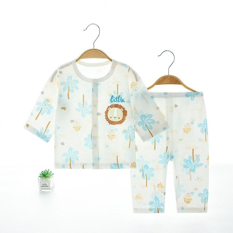 宝宝睡衣分体套装内衣全棉新生婴儿衣服空调服薄款长袖家居服夏季