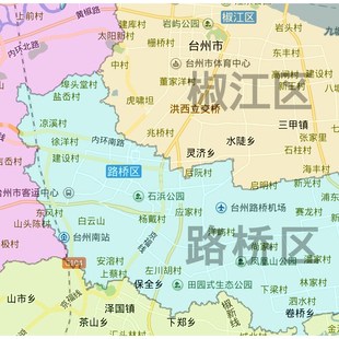 台州市地图1.15m折叠家用高清办公室会议室书房新款墙贴装饰画