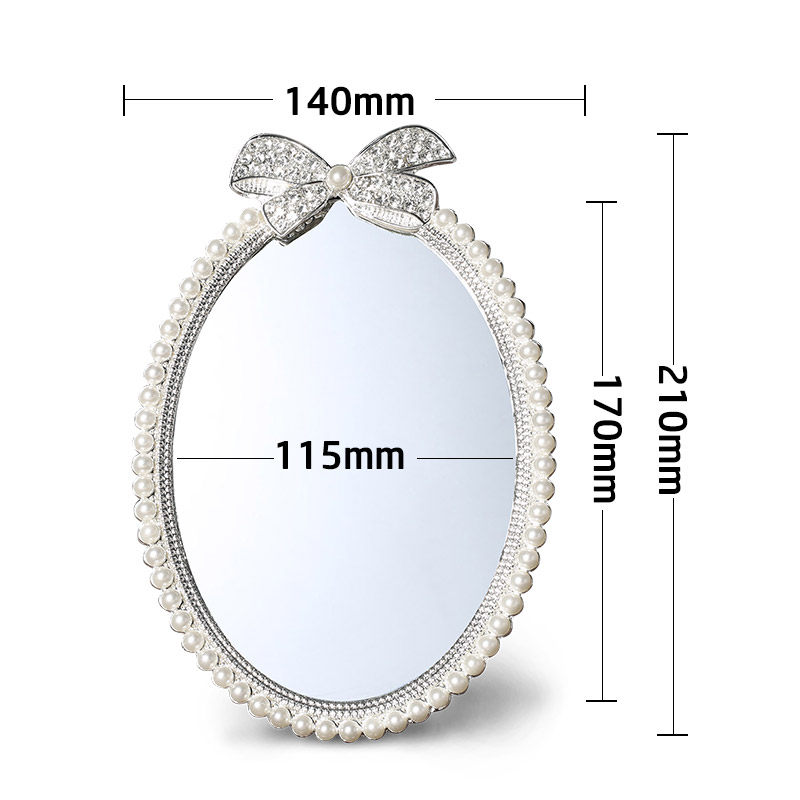欧式珍珠镜子化妆镜公主镜台式宿舍学生书桌韩国台面镜卧室梳妆镜