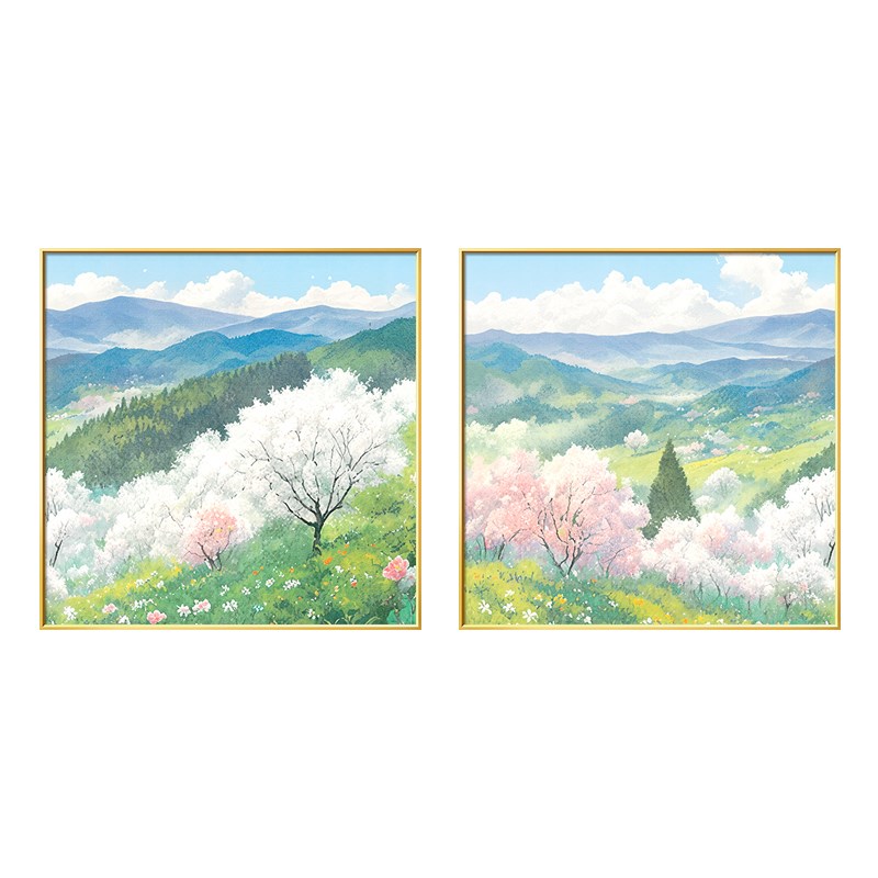 奶油风餐厅装饰画花卉客厅挂画手绘油画风景饭厅餐桌背景墙面壁画图片