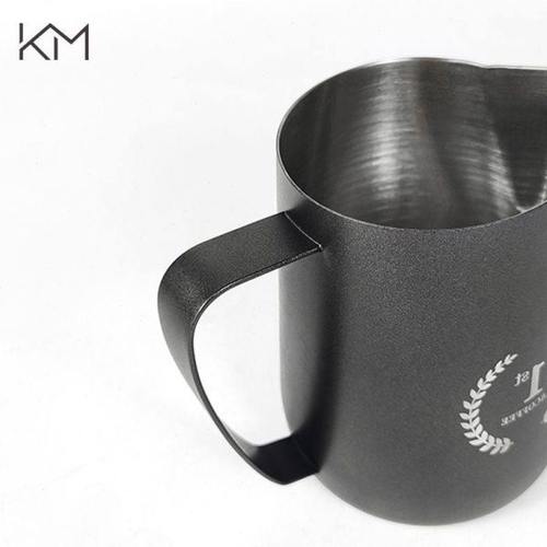 304不锈钢拉花缸黑色尖嘴奶泡杯拉花杯450ml大肚杯咖啡厅打奶缸