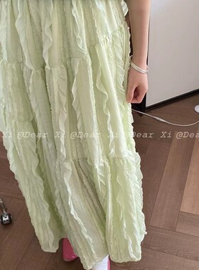 七七ost 私信问爆!设计感甜美花瓣边大摆氛围感气质百搭半身裙