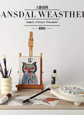 法式奶油风绘画主题装饰品样板间飘窗书桌桌面摆件儿童房彩色摆设