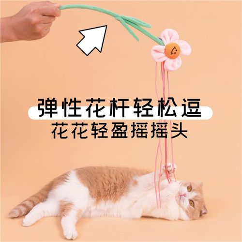 月饼喵花花逗猫棒猫咪仙女棒耐咬幼猫玩具含猫薄荷斗猫棒解闷用