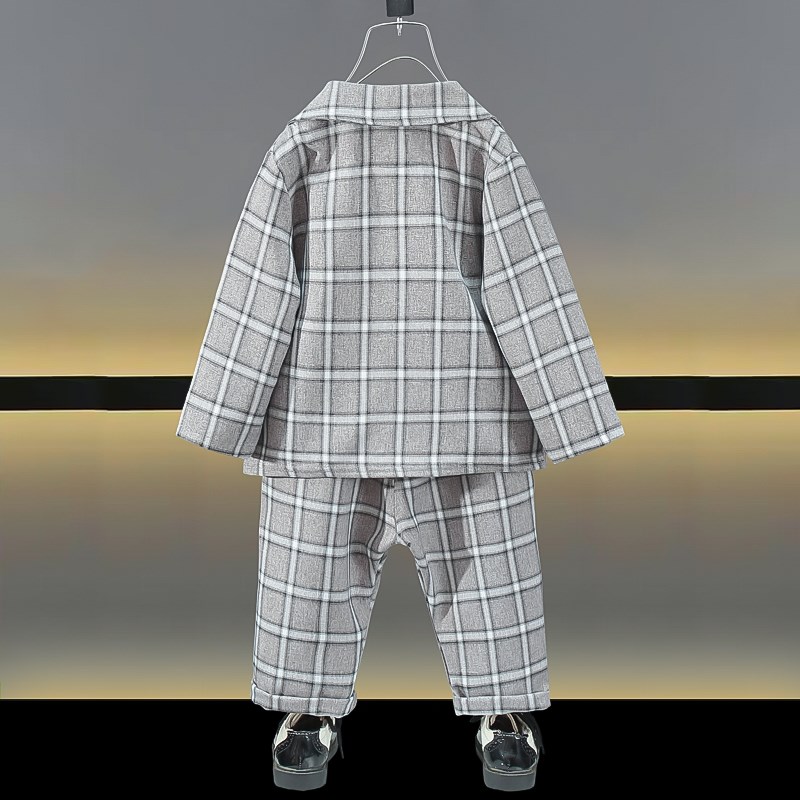 儿童小西装套装春秋3岁男宝宝英伦风洋气4婴儿周岁花童礼服三件套