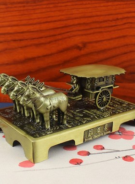 秦始皇兵马俑铜车马摆件西安特色旅游纪念品中国风金属工艺品马车