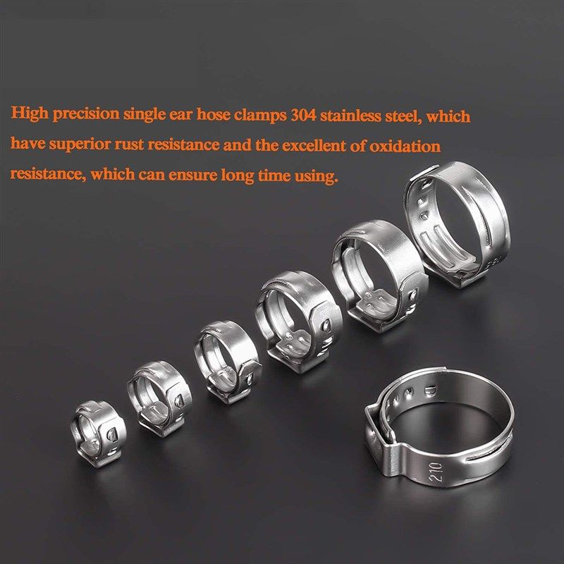 100个/盒装不锈钢单耳箍圈+无极卡箍钳子组合喉箍卡箍抱箍套